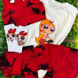 Conjunto deportivo tie-dye rojo