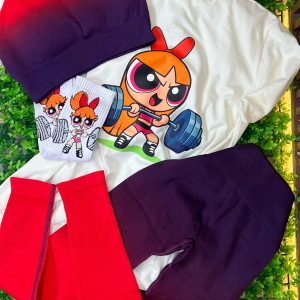 Conjunto deportivo tie-dye degradé rojo y vino – diseño 2