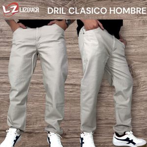 Pantalón dril clásico hombre beige