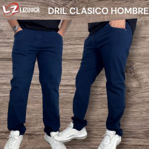Pantalón dril clásico hombre azul marino
