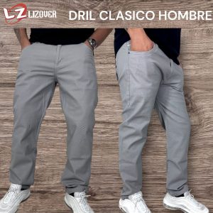 Pantalón dril clásico hombre gris