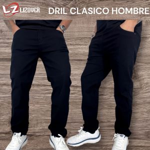Pantalón dril clásico hombre negro