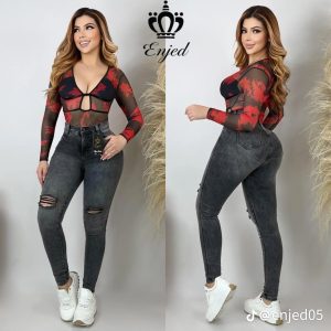 Jean dama pitillo gris rasgado