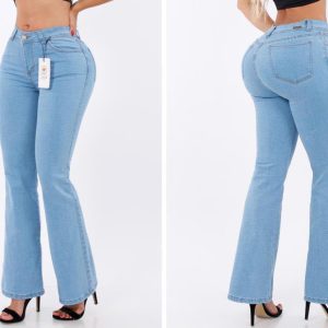 Jean dama flare azul claro