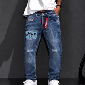 Jean hombre azul medio rasgado