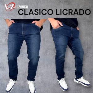 Jean clásico licrado hombre azul medio
