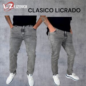Jean clásico licrado hombre gris claro
