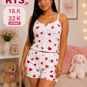 Pijama dama básica tirantes corazones