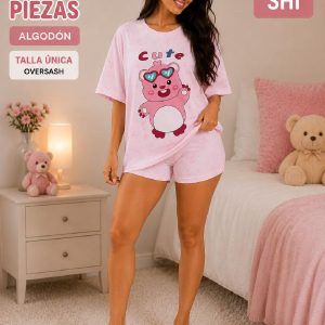 Pijama dama short Snoopy rosa